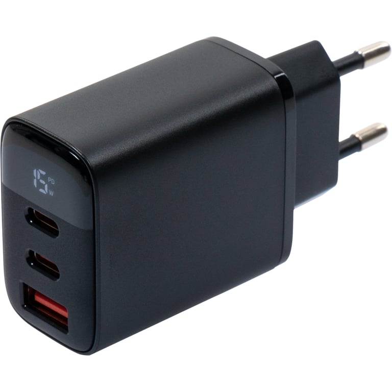 Зарядний пристрій Vinga 2xUSB-C PD30W + USB-A QC30W Display 30W Max (VCR30ACCDB) - фото 2