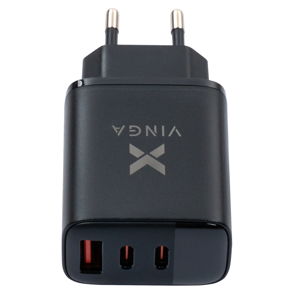 Зарядний пристрій Vinga 2xUSB-C PD30W + USB-A QC30W Display 30W Max (VCR30ACCDB) - фото 3 Зарядний пристрій Vinga 2xUSB-C PD30W + USB-A QC30W Display 30W Max (VCR30ACCDB) - фото 3