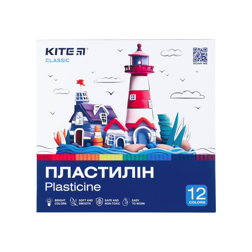 Пластилін Kite Classic 12 кольорів, 240 г (K-1086) Пластилін Kite Classic 12 кольорів, 240 г (K-1086)
