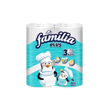 Паперові рушники Familia 90 відривів 3 шари 4 рулони (8690536024612) - фото 1