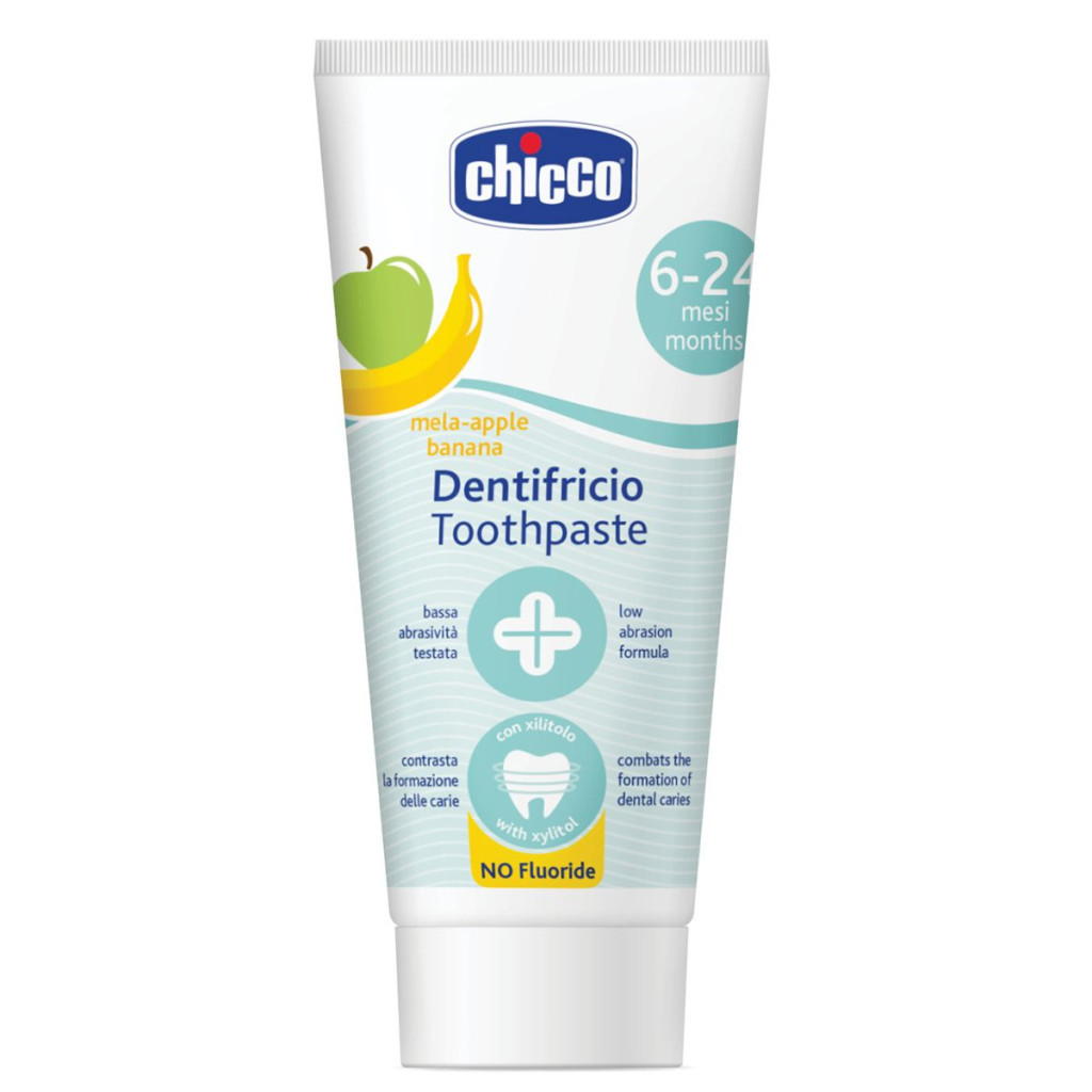 Дитяча зубна паста Chicco Яблуко-Банан 6-24 міс., 50 мл (12101.00) - фото 1 Дитяча зубна паста Chicco Яблуко-Банан 6-24 міс., 50 мл (12101.00) - фото 1