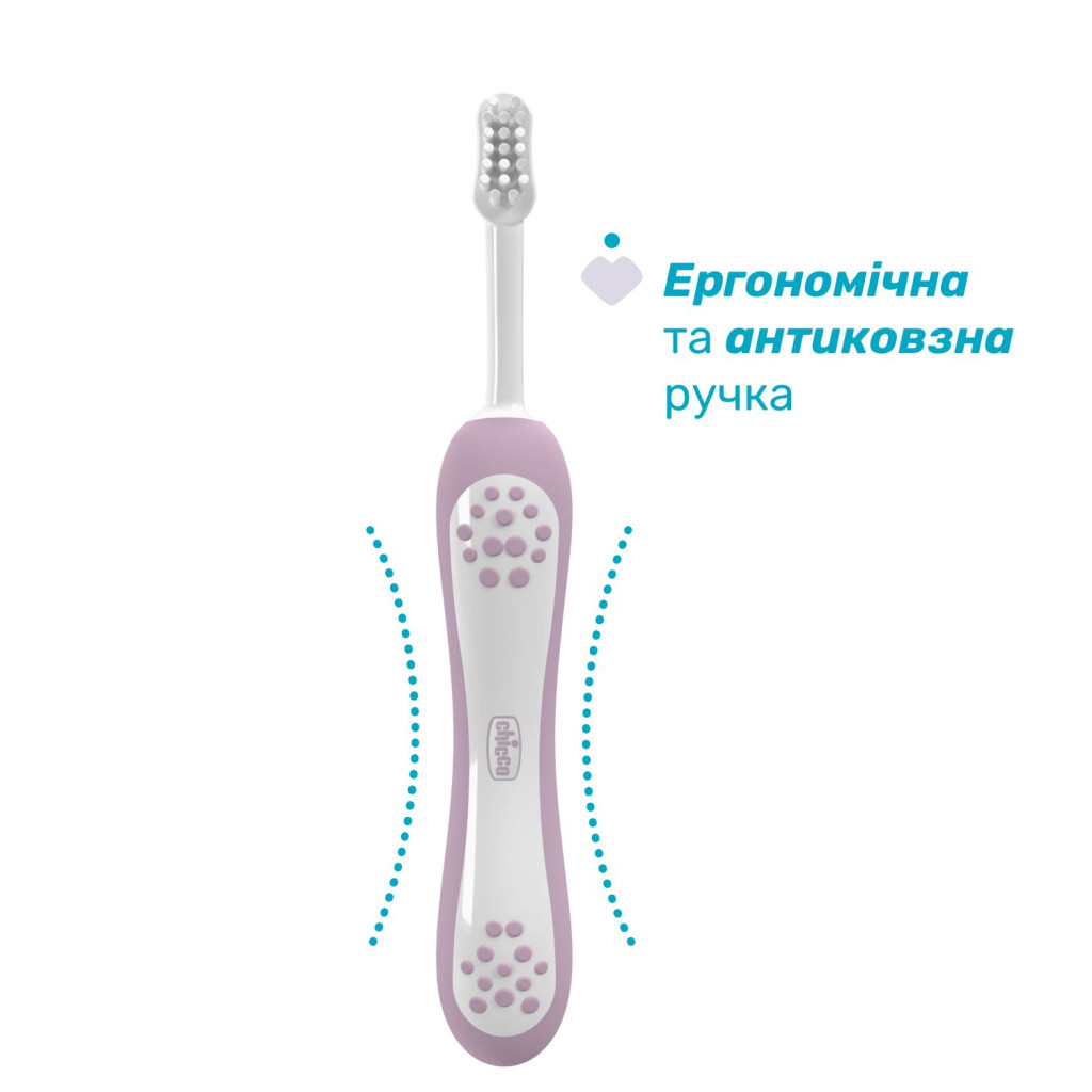 Дитяча зубна щітка Chicco для перших зубів, 6-36 міс. рожева (8058664174683) (12081.00) - фото 2 Дитяча зубна щітка Chicco для перших зубів, 6-36 міс. рожева (8058664174683) (12081.00) - фото 2