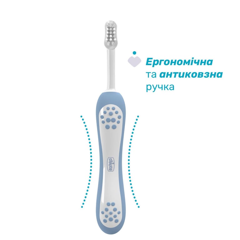 Дитяча зубна щітка Chicco для перших зубів, 6-36 міс. блакитна (8058664174690) (12081.11) - фото 2