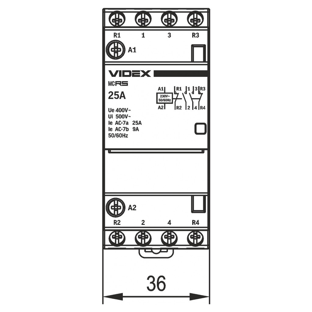 Контактор Videx 4п 25А 2НВ 2НЗ VF-RS-MC2O2C-25 RESIST - фото 5 Контактор Videx 4п 25А 2НВ 2НЗ VF-RS-MC2O2C-25 RESIST - фото 5