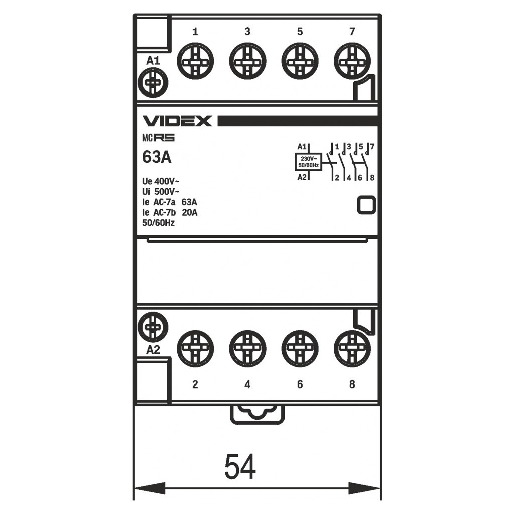 Контактор Videx 4п 63А 4НВ VF-RS-MC4O-63 RESIST - фото 5 Контактор Videx 4п 63А 4НВ VF-RS-MC4O-63 RESIST - фото 5