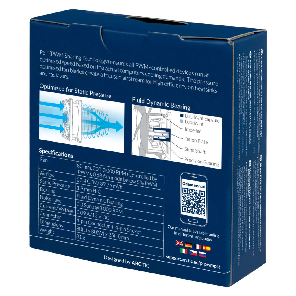 Кулер до корпусу Arctic P8 SLIM PWM PST (ACFAN00295A) - фото 6 Кулер до корпусу Arctic P8 SLIM PWM PST (ACFAN00295A) - фото 6