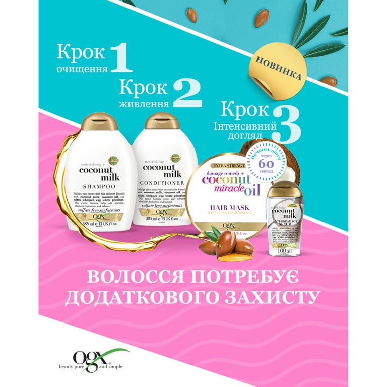 Маска для волосся OGX Coconut Miracle Oil Зміцнювальна 300 мл (3574661685168) - фото 12