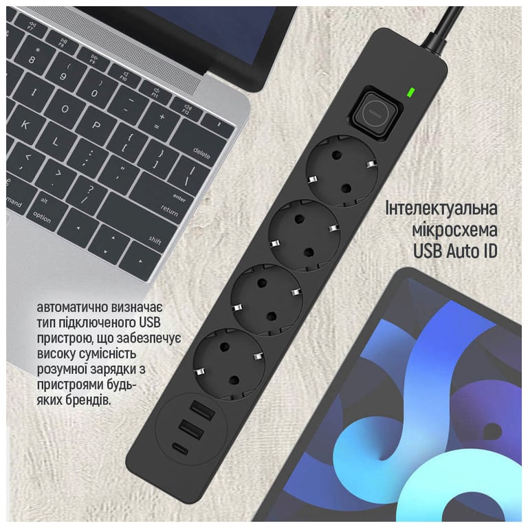 Мережевий фільтр живлення ColorWay CW-CHE432PDB, 4 розетки/3USB 2M (CW-CHE432PDB) - фото 9