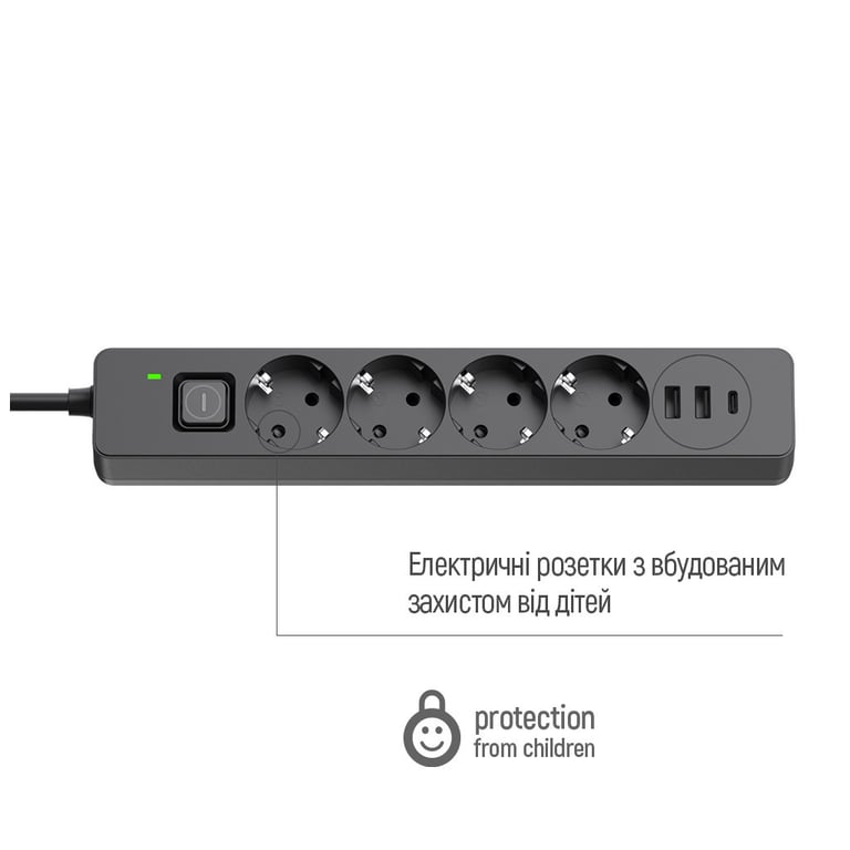 Мережевий фільтр живлення ColorWay CW-CHE435PDB, 4 розетки/3USB 5M (CW-CHE435PDB) - фото 8
