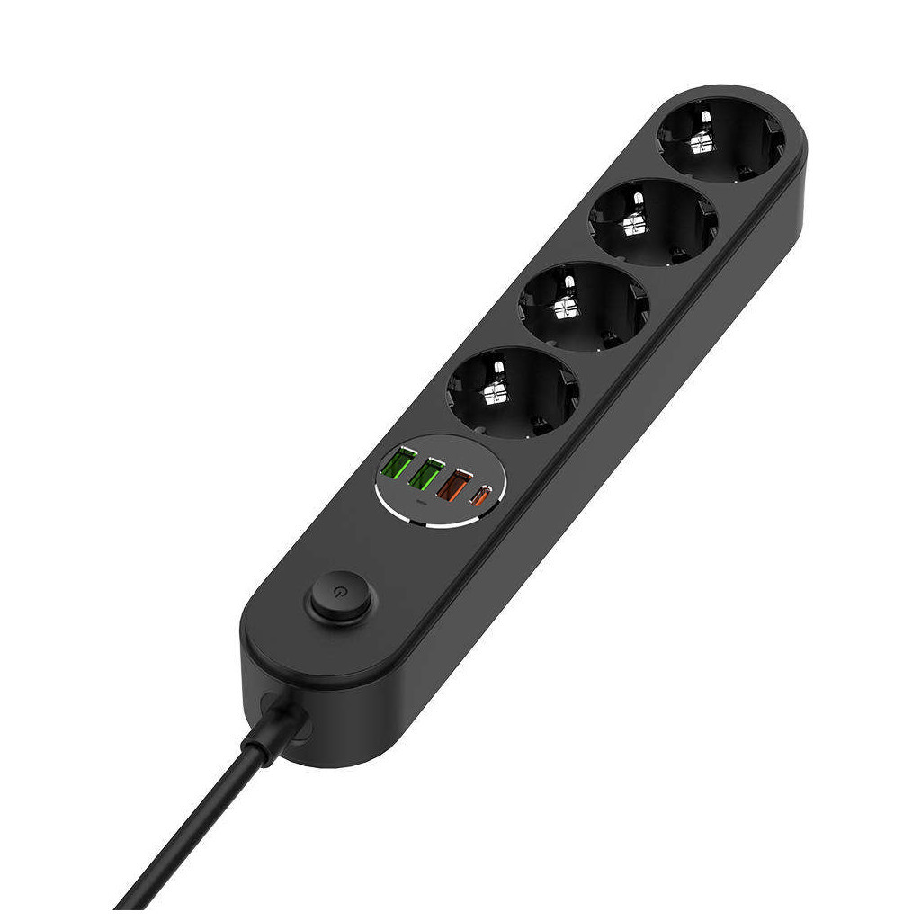 Мережевий фільтр живлення ColorWay CW-CHE44PDB, 4 розетки/4USB 2M (CW-CHE44PDB) - фото 2 Мережевий фільтр живлення ColorWay CW-CHE44PDB, 4 розетки/4USB 2M (CW-CHE44PDB) - фото 2