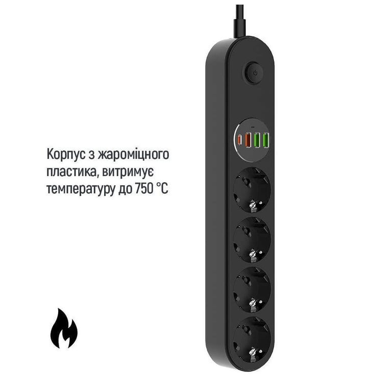 Мережевий фільтр живлення ColorWay CW-CHE44PDB, 4 розетки/4USB 2M (CW-CHE44PDB) - фото 7