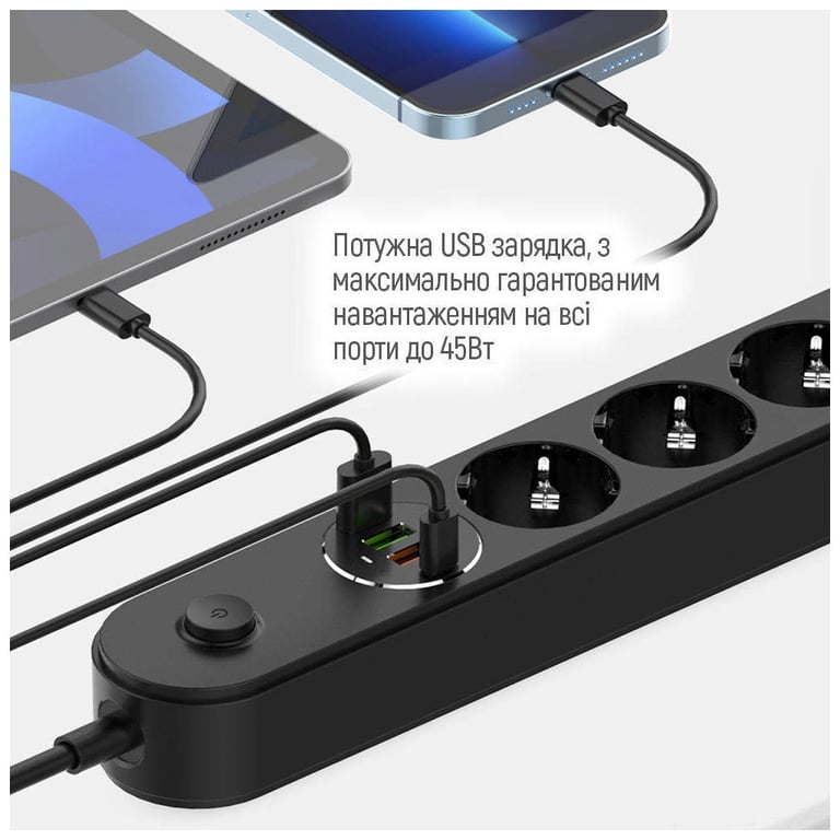 Мережевий фільтр живлення ColorWay CW-CHE44PDB, 4 розетки/4USB 2M (CW-CHE44PDB) - фото 10