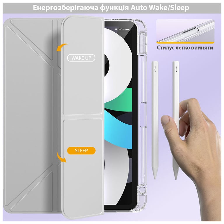 Чохол до планшета BeCover Ultra Slim Origami Transparent Apple iPad Air 11" M2/M3 (2024/2025) Gray (711390) - фото 6