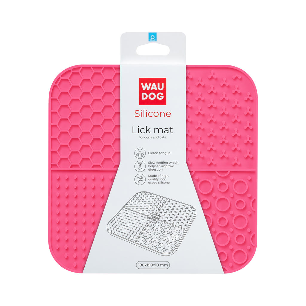 Універсальний посуд для тварин WAUDOG Silicone Килимок для злизування 19х19х1 см рожевий (23527) - фото 2 Універсальний посуд для тварин WAUDOG Silicone Килимок для злизування 19х19х1 см рожевий (23527) - фото 2