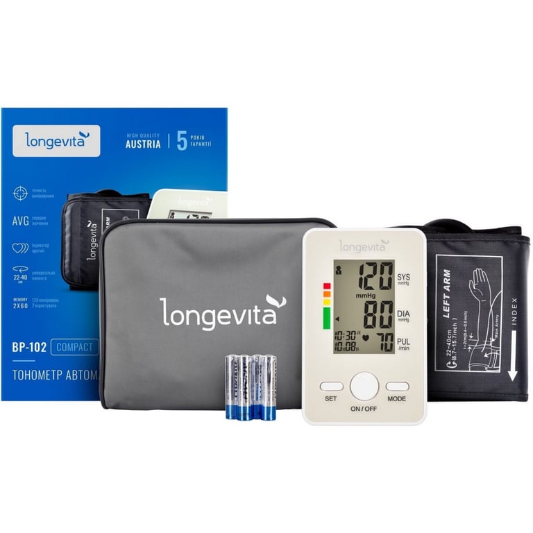 Тонометр Longevita Авт.вимір.артер.тиску LONGEVITA BP-102 Авт. вимір. артер. тиску (BP-102) - фото 1