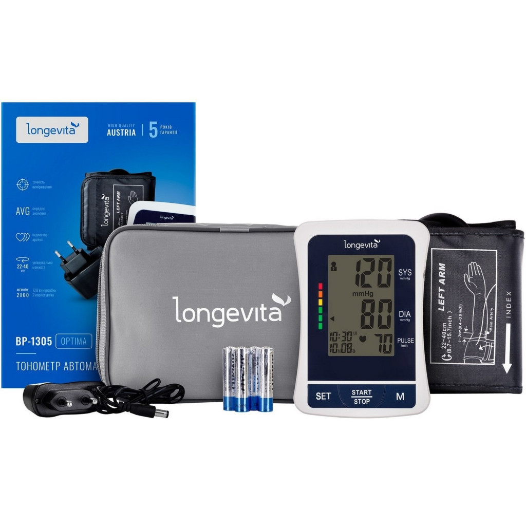 Тонометр Longevita Авт.вимір.артер.тиску LONGEVITA BP-1305 Авт.вимір.артер.тиску (BP-1305) - фото 1