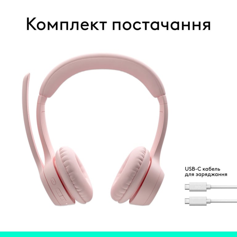 Навушники Logitech Zone 300 Bluetooth Rose (981-001412) - фото 10