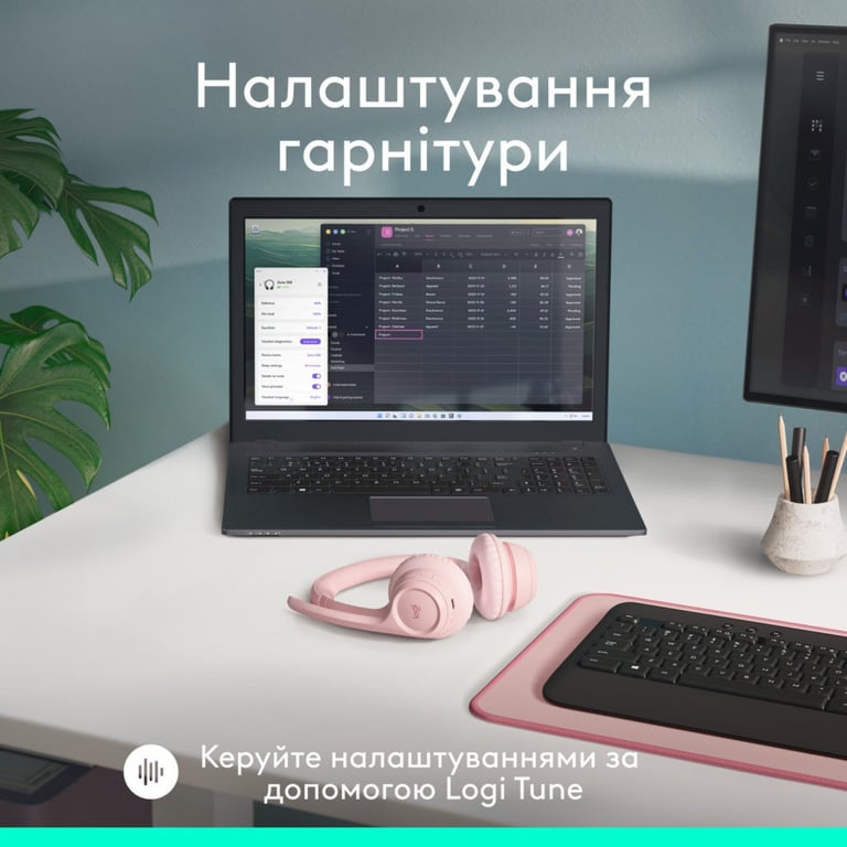 Навушники Logitech Zone 300 Bluetooth Rose (981-001412) - фото 9