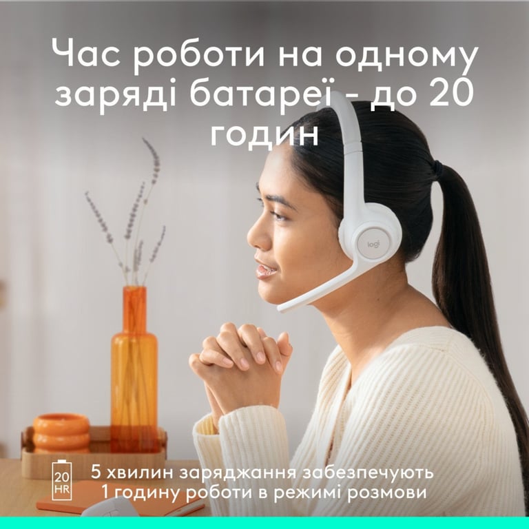 Навушники Logitech Zone 300 Bluetooth Off-White (981-001417) - фото 5