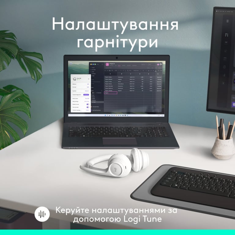 Навушники Logitech Zone 300 Bluetooth Off-White (981-001417) - фото 9