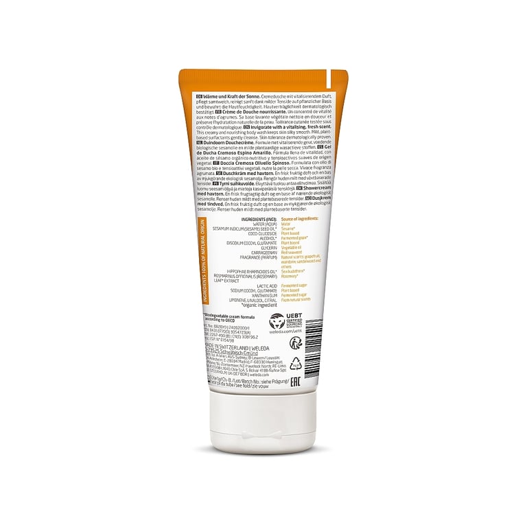 Гель для душу Weleda Sea Buckthorn Creamy Body Wash 200 мл (7611916124518) - фото 2