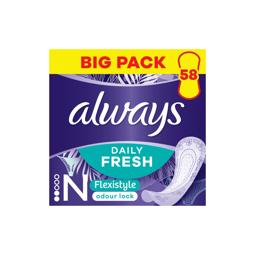 Щоденні прокладки Always Daily Fresh Normal Flexistyle 58 шт. (8700216461757) - фото 1 Щоденні прокладки Always Daily Fresh Normal Flexistyle 58 шт. (8700216461757) - фото 1