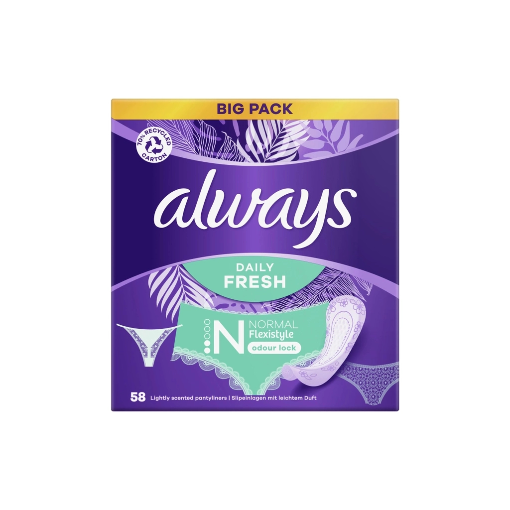 Щоденні прокладки Always Daily Fresh Normal Flexistyle 58 шт. (8700216461757) - фото 2 Щоденні прокладки Always Daily Fresh Normal Flexistyle 58 шт. (8700216461757) - фото 2