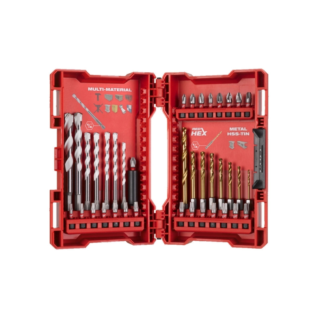 Набір свердл і біт Milwaukee SHOCKWAVE по металлу RedHEX TiN MM 5.5, 39 шт. (4932479853) Набір свердл і біт Milwaukee SHOCKWAVE по металлу RedHEX TiN MM 5.5, 39 шт. (4932479853)