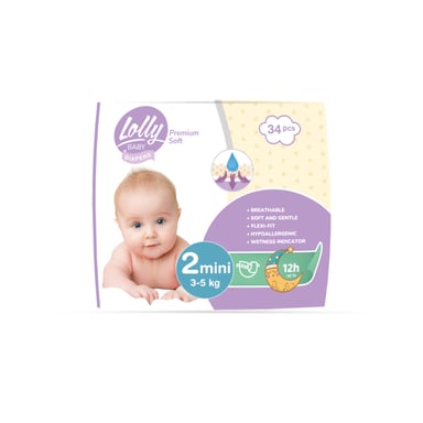 Підгузки Lolly Premium Soft Mini Розмір 2 (3-5 кг) 34 шт (4820174981143) - фото 1