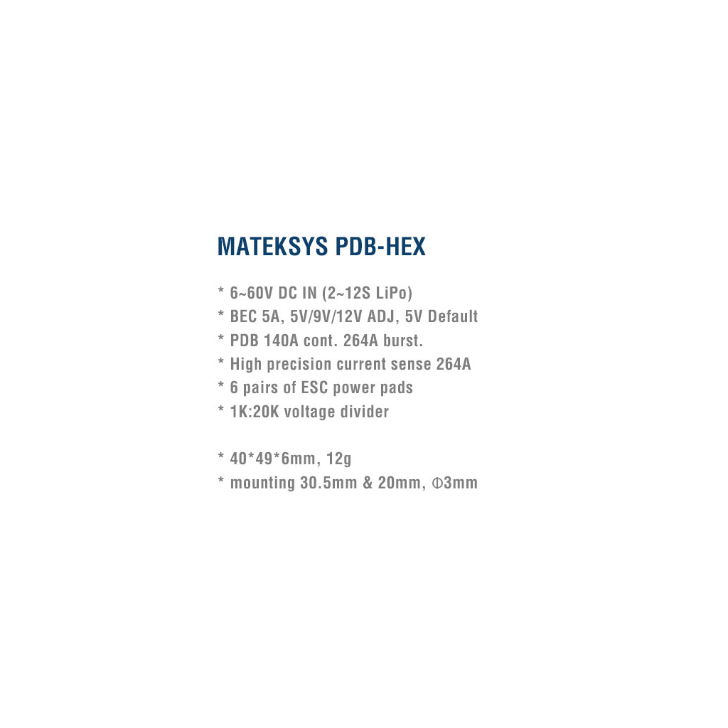 Плата розподілу живлення (PDB) MATEK PDB HEX (PDB-HEX) - фото 5 Плата розподілу живлення (PDB) MATEK PDB HEX (PDB-HEX) - фото 5