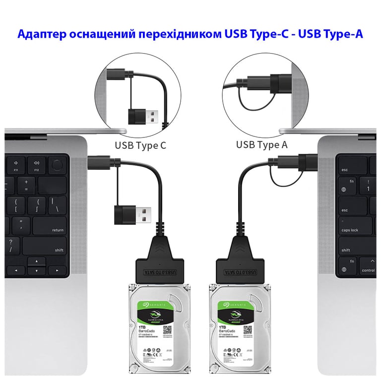 Адаптер USB3.0 Type-A/C HDD 2,5" SATA II/III / SSD Dynamode (DM-AD-SATA-U3) - фото 4