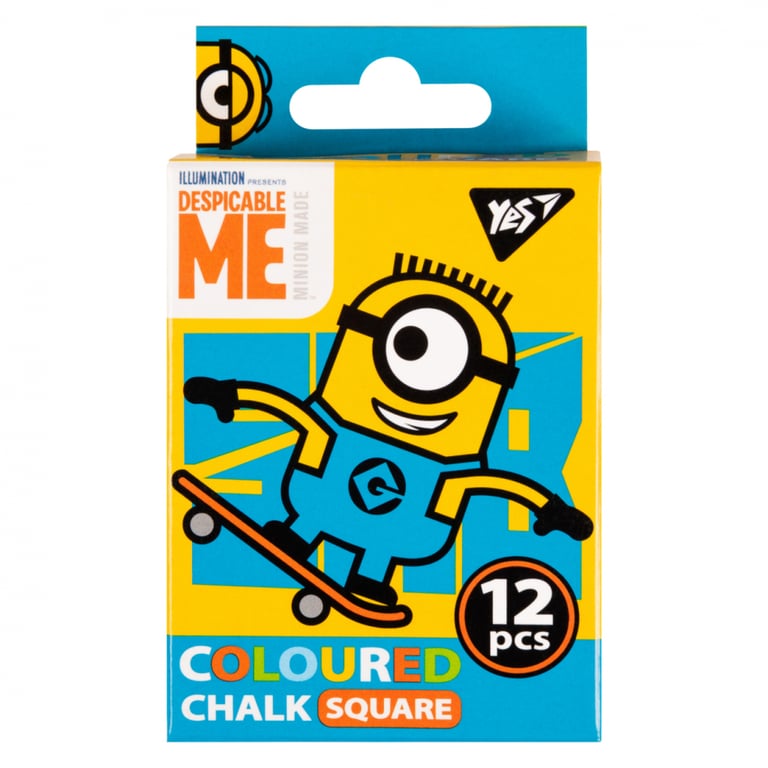 Крейда Yes кольорова квадратна 12 шт 6 кол Minions (400391) - фото 1