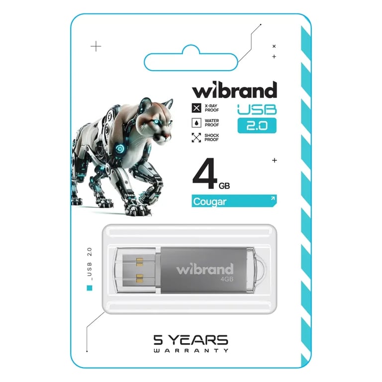 USB флеш накопичувач Wibrand 4GB Cougar Silver USB 2.0 (WI2.0/CU4P1S) - фото 2