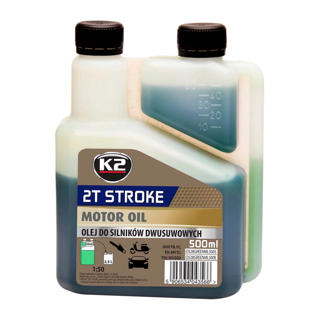 Моторна олива K2 2T Stroke Oil Green 500 мл (O528GREENML500E) - фото 1
