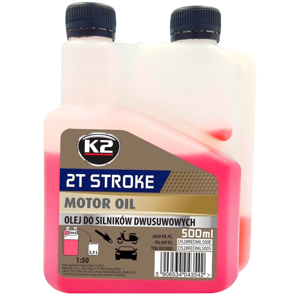 Моторна олива K2 2T Stroke Oil Red 500 мл (O528REDML500E) Моторна олива K2 2T Stroke Oil Red 500 мл (O528REDML500E)