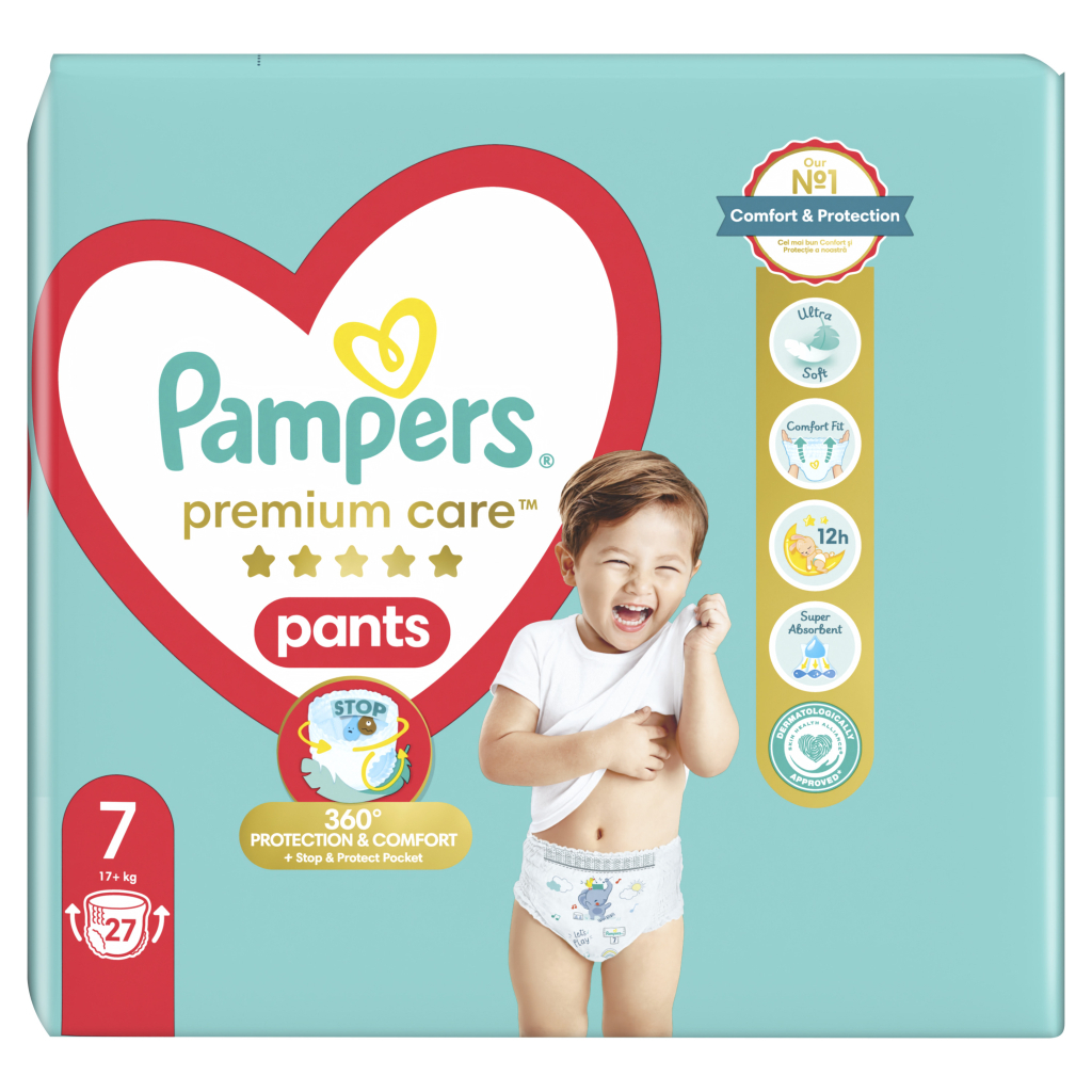 Підгузки Pampers Premium Care Pants Трусики Розмір 7 (17+ кг) 27 шт. (8006540807026) - фото 2 Підгузки Pampers Premium Care Pants Трусики Розмір 7 (17+ кг) 27 шт. (8006540807026) - фото 2
