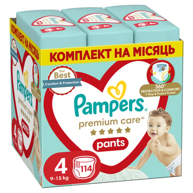 Підгузки Pampers Premium Care Pants Maxi Трусики Розмір 4 (9-15 кг) 114 шт. (8006540490938) - фото 1