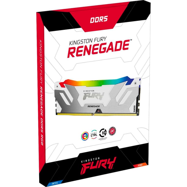 Модуль пам'яті для комп'ютера DDR5 32GB (2x16GB) 8000 MHz Renegade RGB White XMP Kingston Fury (ex.HyperX) (KF580C38RWAK2-32) - фото 4