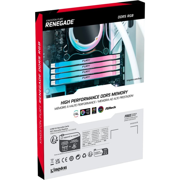 Модуль пам'яті для комп'ютера DDR5 32GB (2x16GB) 8000 MHz Renegade RGB White XMP Kingston Fury (ex.HyperX) (KF580C38RWAK2-32) - фото 5