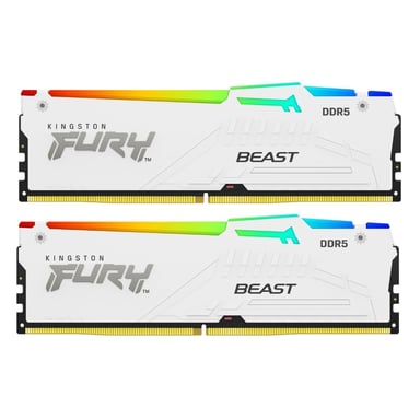 Модуль пам'яті для комп'ютера DDR5 64GB (2x32GB) 6400 MHz Beast White RGB EXPO Kingston Fury (ex.HyperX) (KF564C32BWEAK2-64) - фото 1