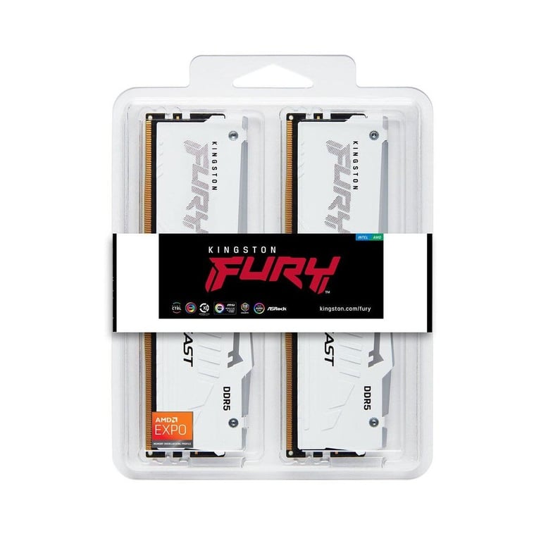 Модуль пам'яті для комп'ютера DDR5 64GB (2x32GB) 6400 MHz Beast White RGB EXPO Kingston Fury (ex.HyperX) (KF564C32BWEAK2-64) - фото 4