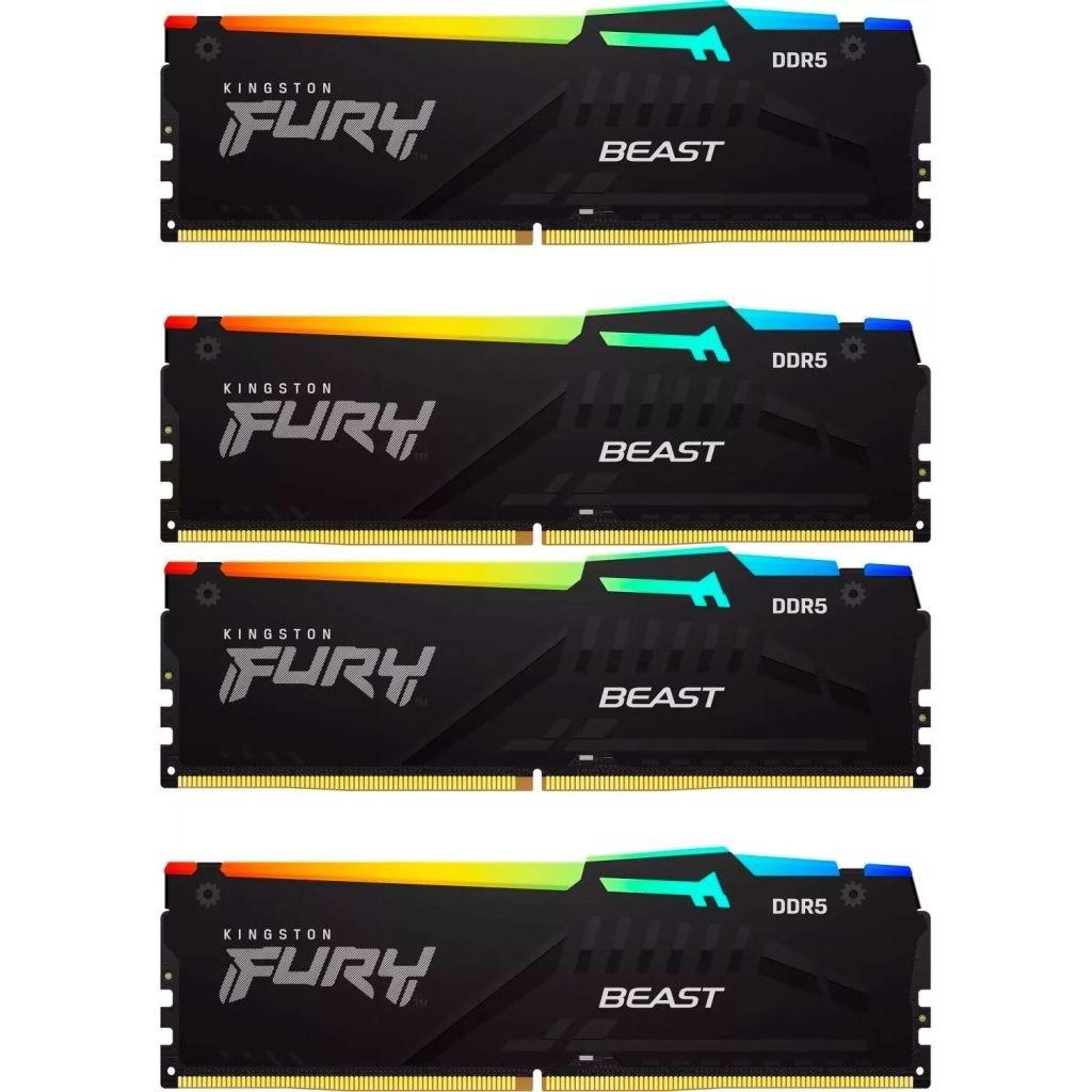 Модуль пам'яті для комп'ютера DDR5 128GB (4x32GB) 5600 MHz Beast RGB XMP Kingston Fury (ex.HyperX) (KF556C40BBAK4-128) - фото 1 Модуль пам'яті для комп'ютера DDR5 128GB (4x32GB) 5600 MHz Beast RGB XMP Kingston Fury (ex.HyperX) (KF556C40BBAK4-128) - фото 1