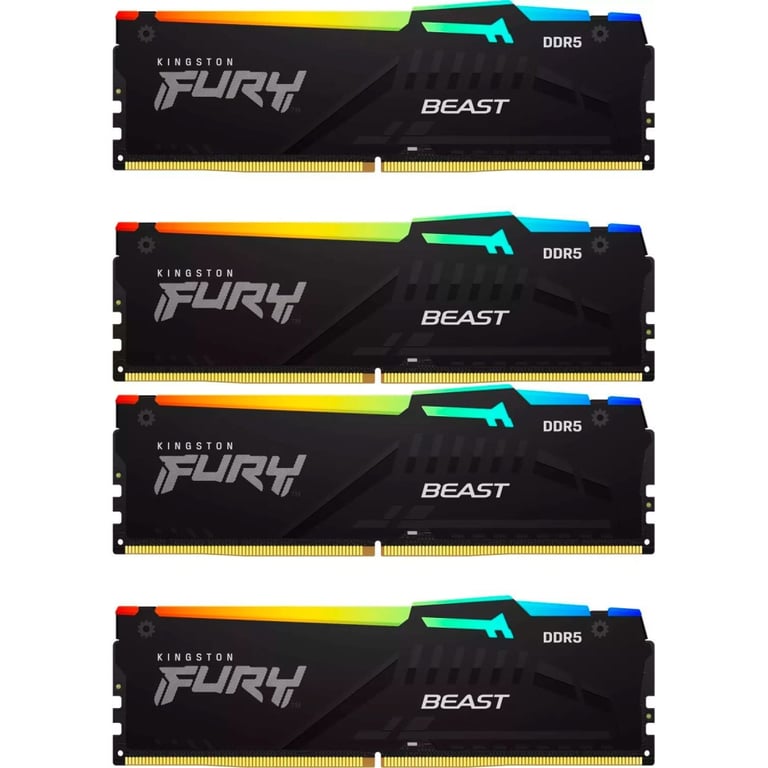 Модуль пам’яті для комп’ютера DDR5 128GB (4x32GB) 5600 MHz Beast RGB XMP Kingston Fury (ex.HyperX) (KF556C40BBAK4-128) — фото 1