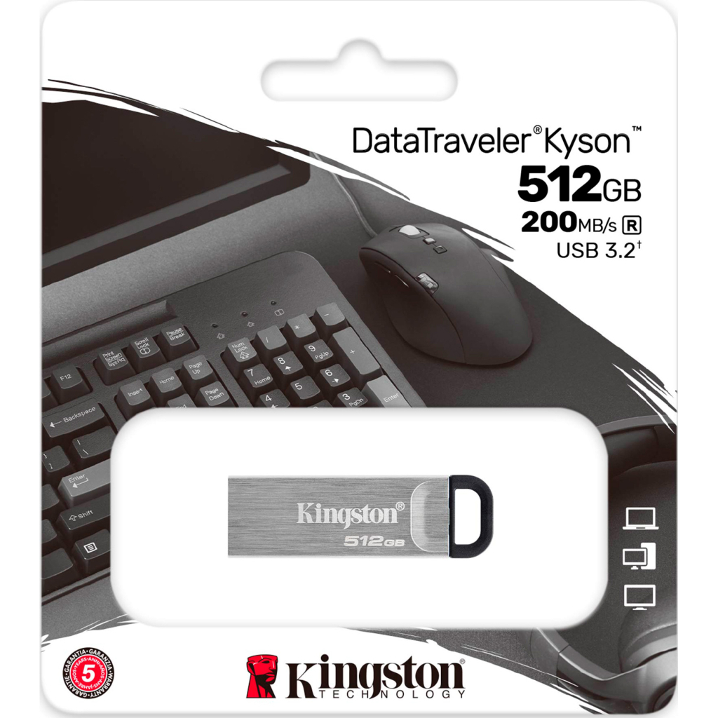 USB флеш накопичувач Kingston 512GB DataTraveler Kyson Silver/Black USB 3.2 (DTKN/512GB) - фото 3 USB флеш накопичувач Kingston 512GB DataTraveler Kyson Silver/Black USB 3.2 (DTKN/512GB) - фото 3