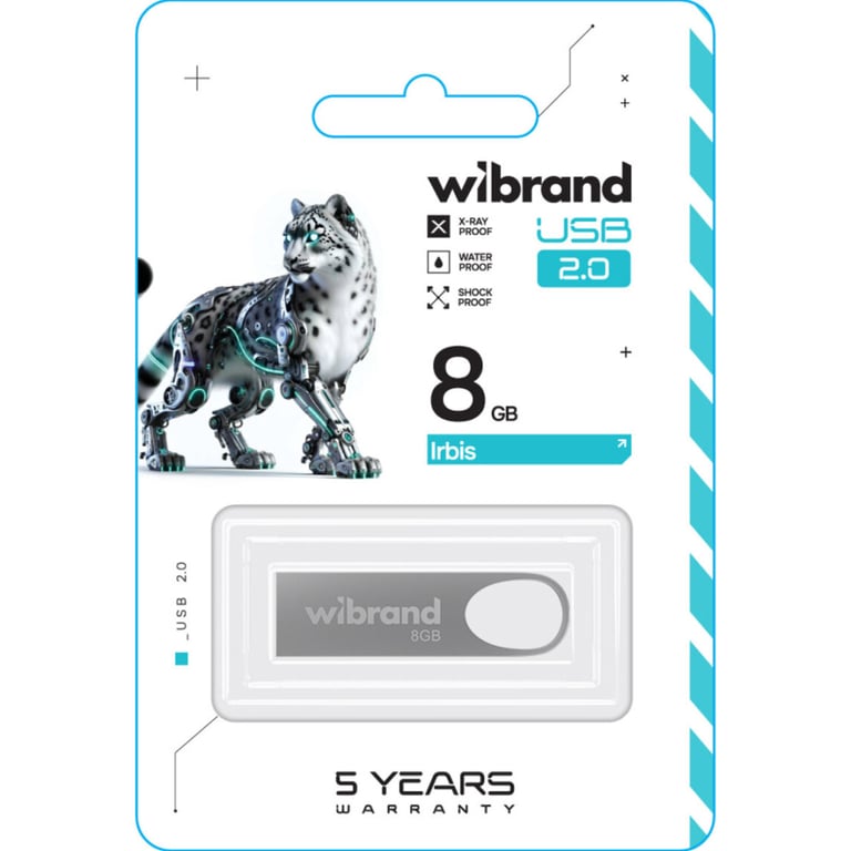 USB флеш накопичувач Wibrand 8GB Irbis Silver USB 2.0 (WI2.0/IR8U3S) - фото 2