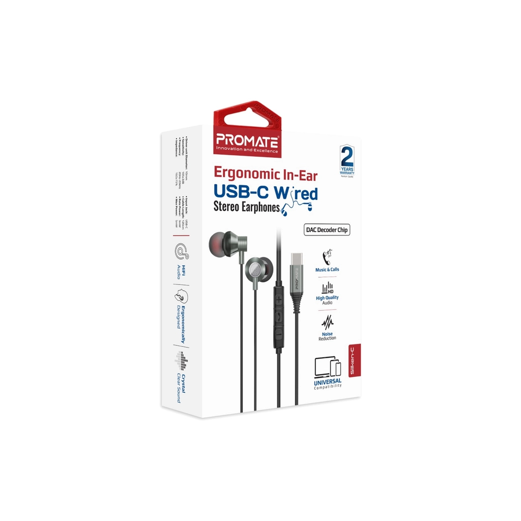 Навушники Promate Silken-C Grey (silken-c.grey) - фото 2 Навушники Promate Silken-C Grey (silken-c.grey) - фото 2