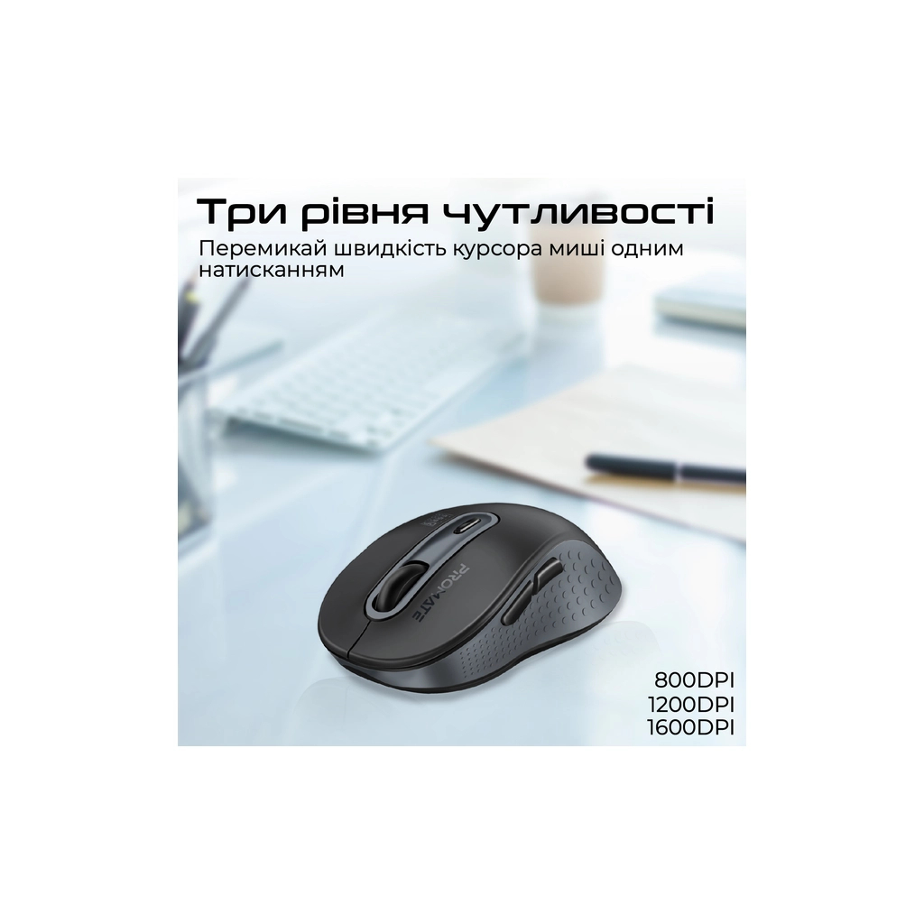 Мишка Promate Ken Wireless/Bluetooth Black (ken.black) - фото 4 Мишка Promate Ken Wireless/Bluetooth Black (ken.black) - фото 4