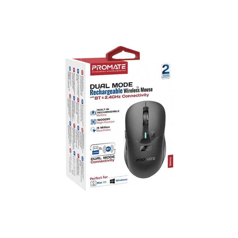 Мишка Promate Samo Wireless/Bluetooth Black (samo.black) - фото 2