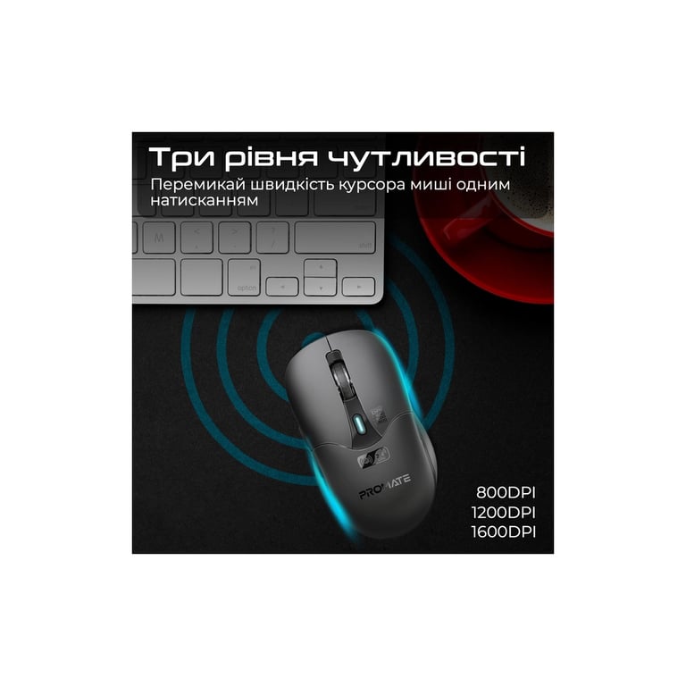 Мишка Promate Samo Wireless/Bluetooth Black (samo.black) - фото 4