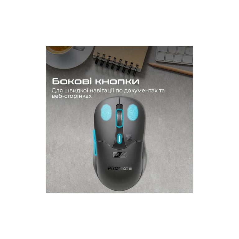 Мишка Promate Samo Wireless/Bluetooth Black (samo.black) - фото 6